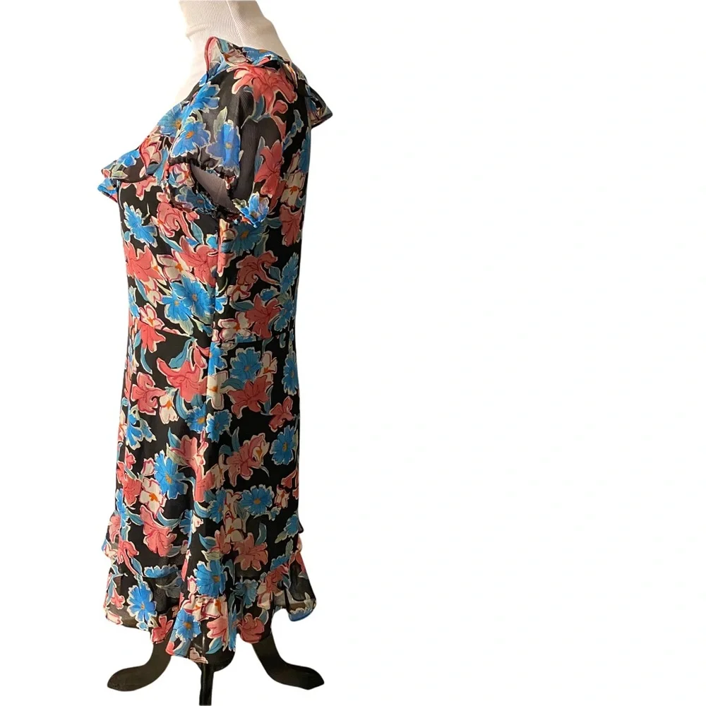 26-ZARA Еrafaluc black floral print dress size medium - Picture 2 of 7